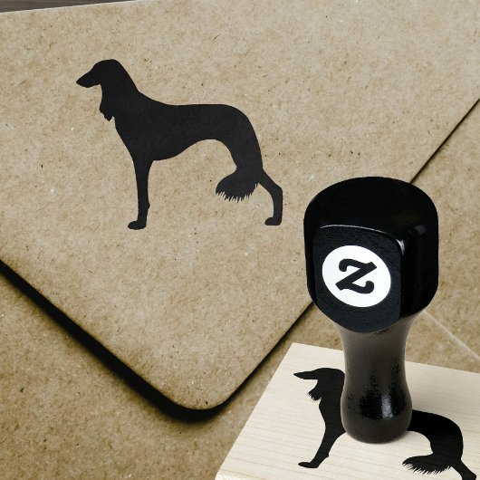 Saluki Dog Rasse Silhouette Gummistempel