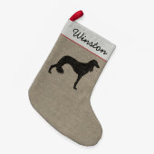 Saluki Dog Silhouette Personalisiert Urlaub Kleiner Weihnachtsstrumpf (Vorderansicht (hängend))