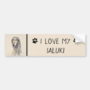 Saluki (Fawn) Malerei - Niedliche Original Hunde K Autoaufkleber