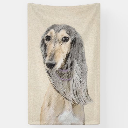 Saluki (Fawn) Malerei - Niedliche Original Hunde K Banner (Vertikal)