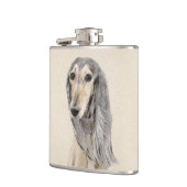 Saluki (Fawn) Malerei - Niedliche Original Hunde K Flachmann (Links)