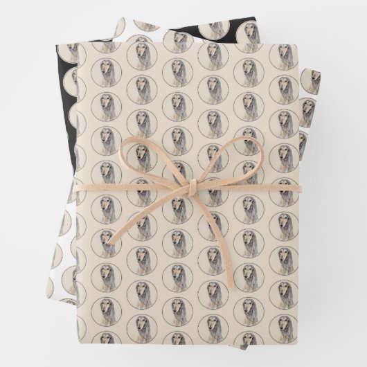 Saluki (Fawn) Malerei - Niedliche Original Hunde K Geschenkpapier Set (Beispiel)