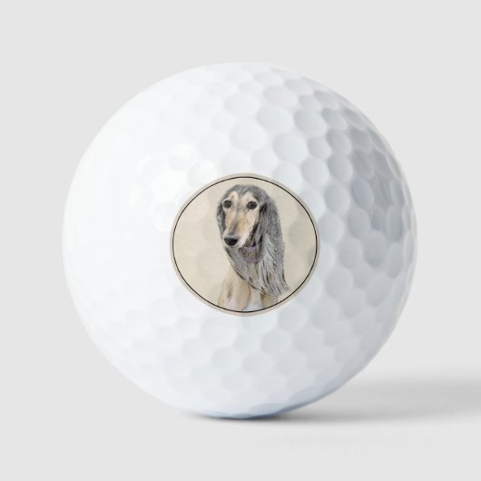 Saluki (Fawn) Malerei - Niedliche Original Hunde K Golfball (Vorderseite)
