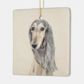 Saluki (Fawn) Malerei - Niedliche Original Hunde K Keramikornament (Links)