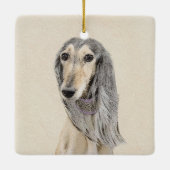 Saluki (Fawn) Malerei - Niedliche Original Hunde K Keramikornament (Rückseite)