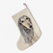 Saluki (Fawn) Malerei - Niedliche Original Hunde K Kleiner Weihnachtsstrumpf (Rückseite (Hängend))