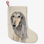 Saluki (Fawn) Malerei - Niedliche Original Hunde K Kleiner Weihnachtsstrumpf (Vorderseite)
