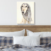 Saluki (Fawn) Malerei - Niedliche Original Hunde K Leinwanddruck (Insitu (Schlafzimmer))