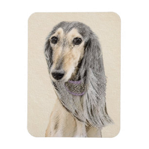 Saluki (Fawn) Malerei - Niedliche Original Hunde K Magnet