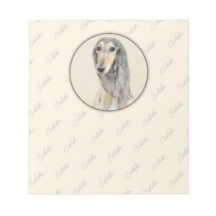 Saluki (Fawn) Malerei - Niedliche Original Hunde K Notizblock