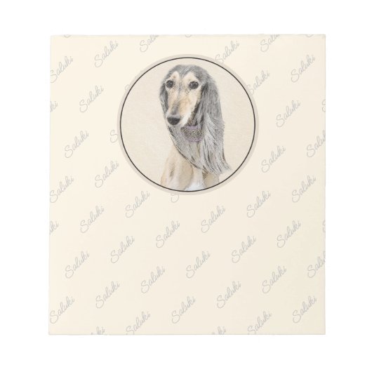 Saluki (Fawn) Malerei - Niedliche Original Hunde K Notizblock (Vorderseite)