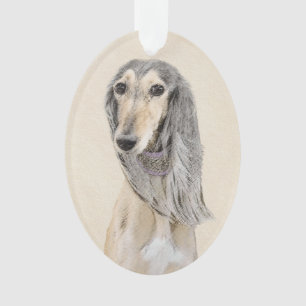 Saluki (Fawn) Malerei - Niedliche Original Hunde K Ornament
