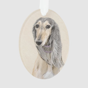 Saluki (Fawn) Malerei - Niedliche Original Hunde K Ornament