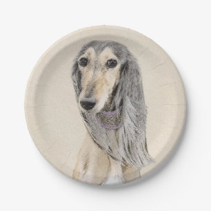 Saluki (Fawn) Malerei - Niedliche Original Hunde K Pappteller
