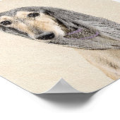 Saluki (Fawn) Malerei - Niedliche Original Hunde K Poster (Ecke)