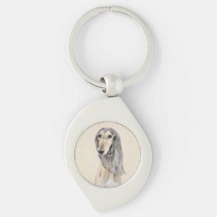 Saluki (Fawn) Malerei - Niedliche Original Hunde K Schlüsselanhänger