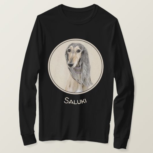 Saluki (Fawn) Malerei - Niedliche Original Hunde K T-Shirt (Design vorne)