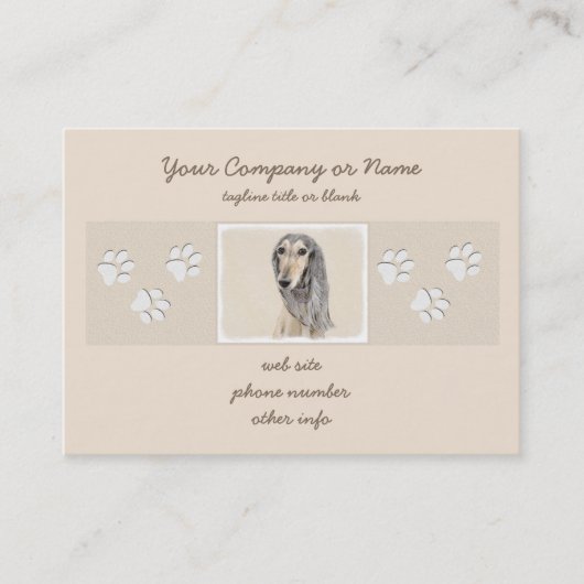 Saluki (Fawn) Malerei - Niedliche Original Hunde K Visitenkarte (Vorderseite)