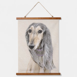 Saluki (Fawn) Malerei - Niedliche Original Hunde K Wandteppich Mit Holzrahmen