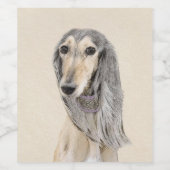 Saluki (Fawn) Malerei - Niedliche Original Hunde K Weinetikett (Einzelnes Label)