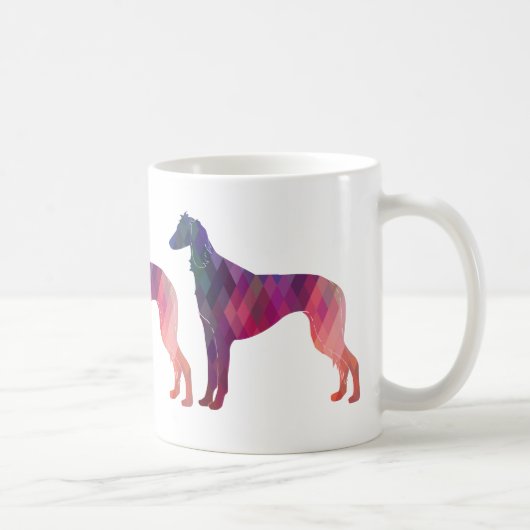 Saluki Geometric Pattern Silhouette Kaffeetasse (Rechts)