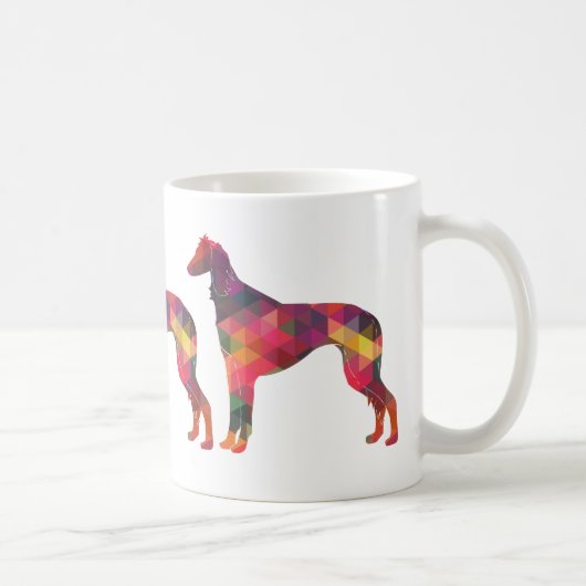 Saluki Geometric Pattern Silhouette Kaffeetasse (Rechts)