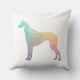 Saluki Geometric Pattern Silhouette Kissen