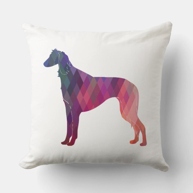 Saluki Geometric Pattern Silhouette Kissen (Vorderseite)