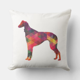 Saluki Geometric Pattern Silhouette Kissen