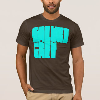 Saluki graue cyan-blaue Blockschrift T-Shirt