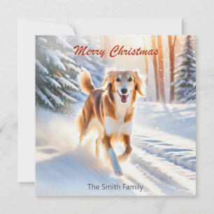 Saluki-Hund im Schnee Frohe Weihnachten Grußkarte