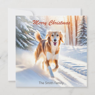 Saluki-Hund im Schnee Frohe Weihnachten Grußkarte