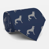 Saluki Hund Silhouetten Muster Blau und Grau Krawatte (Gerollt)