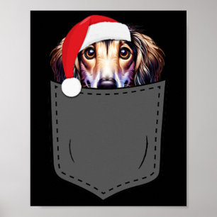 Saluki Hund Weihnachtsmannmütze Weihnachtsball Spa Poster