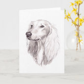 Saluki Hundekunst-Gruß-Karte Karte (Gelbe Blume)