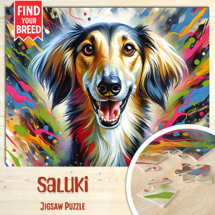 Saluki-Hundeporträt Acryl-Kunst Druck Hunde-Liebha Puzzle