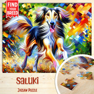 Saluki-Hundeporträt Acryl-Kunst Druck Hundeliebhab Puzzle