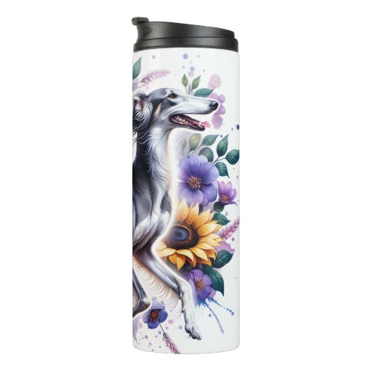 Saluki in Blooming Elegance Thermosbecher (Nach rechts gedreht)