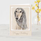 Saluki (Kitz) Malerei - niedliche ursprüngliche Karte (Gelbe Blume)