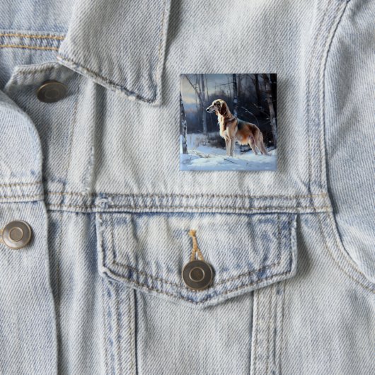 Saluki Let It Schnee Weihnachten Button (Beispiel)