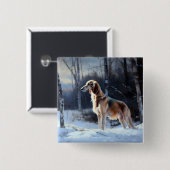 Saluki Let It Schnee Weihnachten Button (Vorne & Hinten)