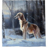 Saluki Let It Schnee Weihnachten Duschvorhang (Vorderseite)