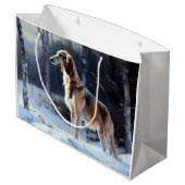 Saluki Let It Schnee Weihnachten Große Geschenktüte (Rückseite Schrägansicht)