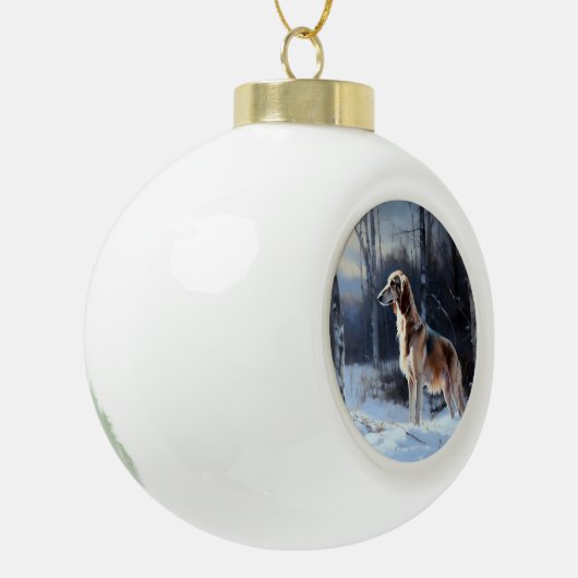 Saluki Let It Schnee Weihnachten Keramik Kugel-Ornament (Links)