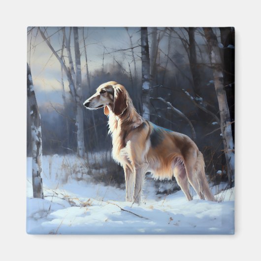 Saluki Let It Schnee Weihnachten Magnet (Vorne)