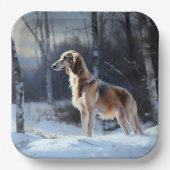 Saluki Let It Schnee Weihnachten Pappteller (Vorderseite)