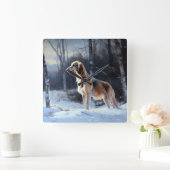 Saluki Let It Schnee Weihnachten Quadratische Wanduhr (Zuhause)