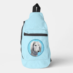 Saluki Malerei Silber Gefiedert Originale Hunde Ku Crossbody Bag