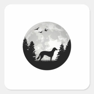 Saluki Moon Persian Greyhound Gift Quadratischer Aufkleber