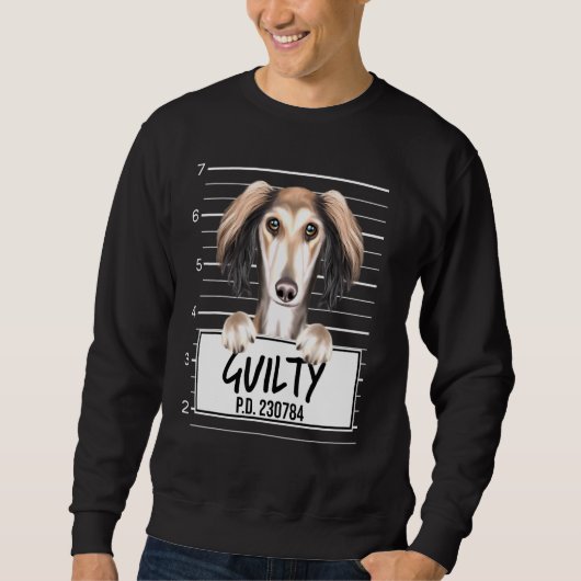 Saluki Mugshot Guilty Dog Sweatshirt (Vorderseite)